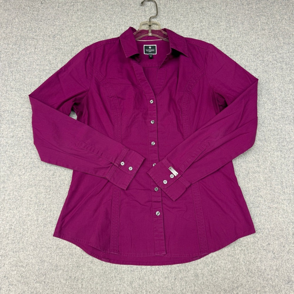 Express | The Essential Shirt | Size M | Magenta Purple | Long Sleeve Stretch